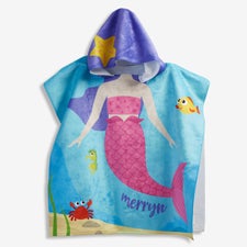 Mermaid Personalized Kids Poncho Towel for Beach & Pool - 24392