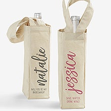 Personalized Wine Tote Bags - Scripty Style - 24449