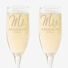 Stamped Elegance Personalized Wedding Champagne Flute Set - 25008