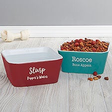 Personalized Square Ceramic Dog Bowls - 25033