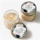 Navy Floral Personalized Mason Jar Candle Wedding Favors - 26330