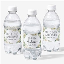 Neutral Colorful Floral Personalized Wedding Water Bottle Labels - 26341