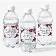 Wine Colorful Floral Personalized Wedding Water Bottle Labels - 26343