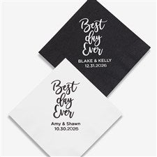 Best Day Ever Personalized Wedding Cocktail Napkins - 27976D