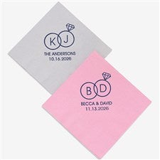 Wedding Rings Personalized Cocktail Napkins - 27979D