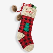 Buffalo Plaid Personalized Jumbo Knit Christmas Stockings - 28069
