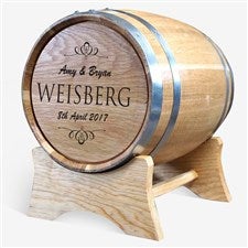 Classic Wedding Personalized Oak Barrel Wedding Card Holder - 28174D