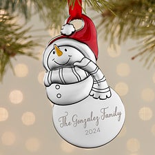 Happy Snowman Personalized Metal Ornament - 29985
