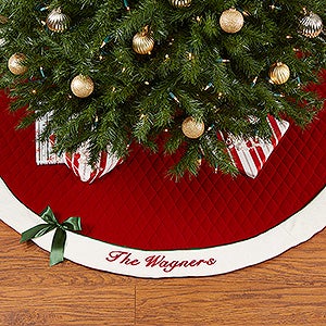 Red Personalized Quilted Tree Skirt - Winter Classic - 16349