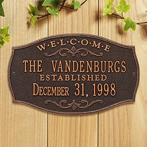 Brookfield Welcome Personalized Aluminum Plaque - Oil Rubbed Bronze