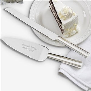 Modern Wedding Engraved Cake Knife & Server Set