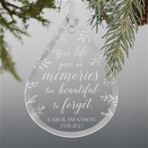 Memorial Teardrop Engraved Glass Ornaments - 21666
