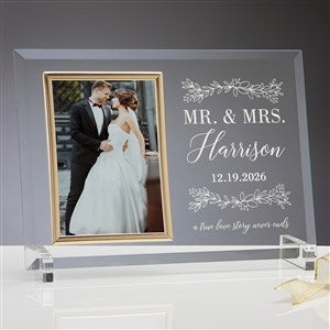 Laurels of Love Engraved Glass Wedding Picture Frame