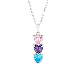Custom Heart Birthstone Sterling Silver Necklace Stones