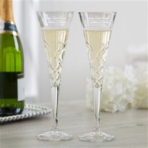 Reed & Barton Engraved Message Crystal Champagne Flute Set