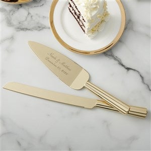 Classic Gold Engraved Cake Knife & Server Set