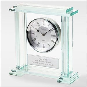 Engraved Jade Glass Home Mantel Office Clock - 41618