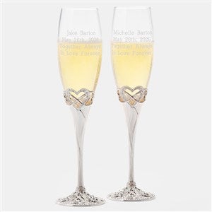 Engraved Infinity Heart Wedding Flute Set