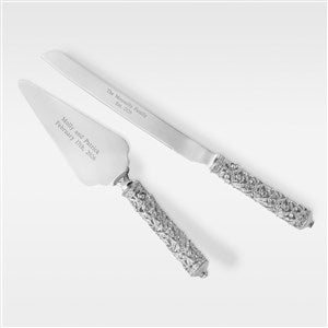 Engraved Cathedral Jeweled Wedding Cake Server Set