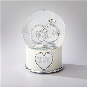 Mr. and Mrs. Wedding Ring Engraved Snow Globe