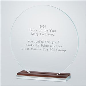 Engraved Recognition Round Glass and Wood Award - 42141