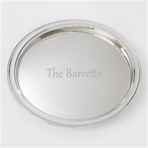 Engraved Round Silver Serving Tray