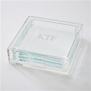 Engraved Monogram Glass Coaster Set