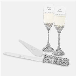 Engraved Floral Wedding Gift Set - 43992 Engraved Floral Wedding Gift Set - 43992