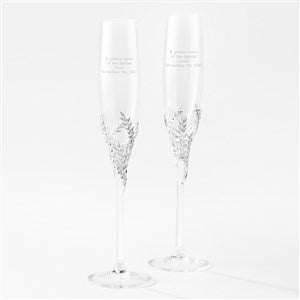 Engraved Athena Jeweled Wedding Flute Set - 43995 Engraved Athena Jeweled Wedding Flute Set - 43995