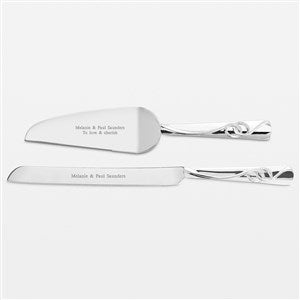 Engraved Double Rings Cake Server Set