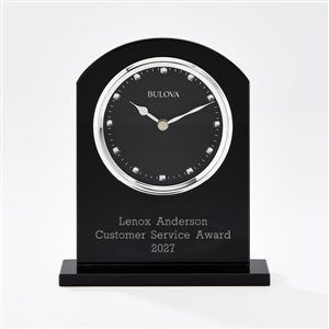Engraved Bulova Ebony Crystal Recognition Clock - 44578 Engraved Bulova Ebony Crystal Recognition Clock - 44578