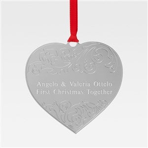 Engraved Silver Scroll Heart Metal Ornament - 45406