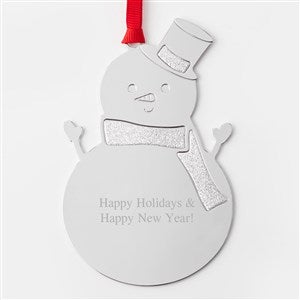 Engraved Silver Sparkling Snowman Ornament