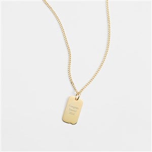 Engraved 14K Gold Plated Sterling Silver Dog Tag Necklace - Vertical