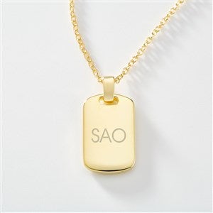 Engraved 14K Gold Plated Sterling Silver Dog Tag Necklace - 46258