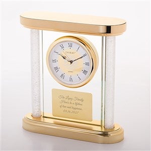 Engraved Gold Glass and Column Clock - 46302 Engraved Gold Glass and Column Clock - 46302