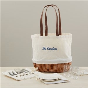 Embroidered Picnic Basket For Two