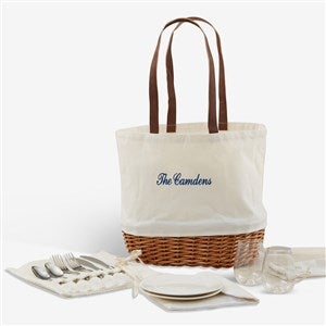Embroidered Picnic Basket For Two