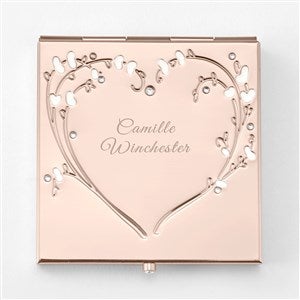 Engraved Rose Gold Heart & Vines Compact   - 47716