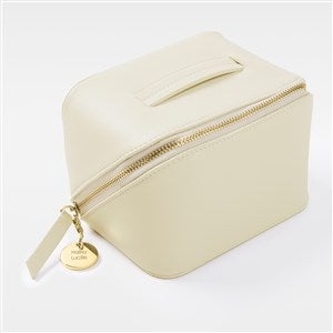 Engraved Small Cream Leather Beauty Case     - 48215