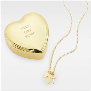 Engraved Heart Box and Multi Charm Demi Necklace Set  - 48747