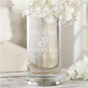 Moody Chic Engraved Wedding Glass Vase