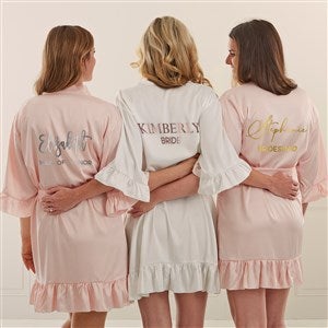 Kittenish Bridal Party Metallic Foil Personalized Satin Robe    - 53284