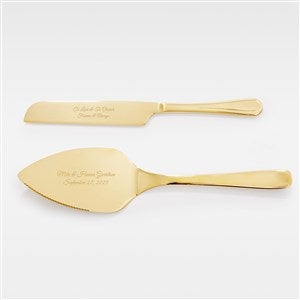 Kittenish Engraved Stainless Gold Cake Server Set