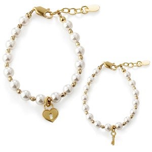 Mom & Me 14K Gold/Sterling Beaded Bracelet Set of 2   - 55104