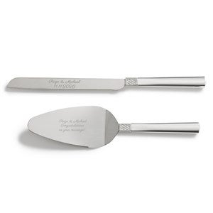 Engraved Lismore Diamond Cake Knife & Server Set