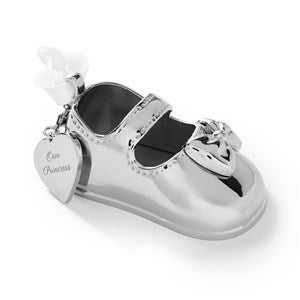 Engraved Silver Mary Jane Baby Shoe Ornament - 55517 Engraved Silver Mary Jane Baby Shoe Ornament - 55517