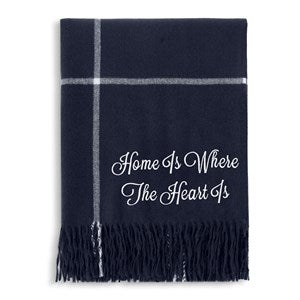 Embroidered Luxe Plaid Fringe Throw