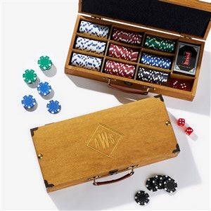 Engraved Foster & Rye Wooden Poker Set