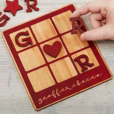 Personalized Romantic Wooden Tic Tac Toe Game - 30102